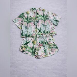 H&M Floral Green and Pink Women's Skort Set